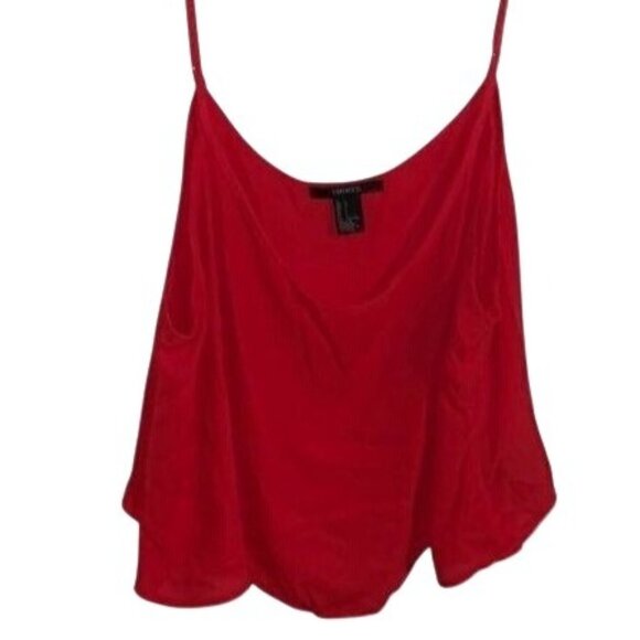 Forever 21 Red Sleeveless Adjustable Strap Tank Top L Polyester Womens Casual Fl - Picture 1 of 7